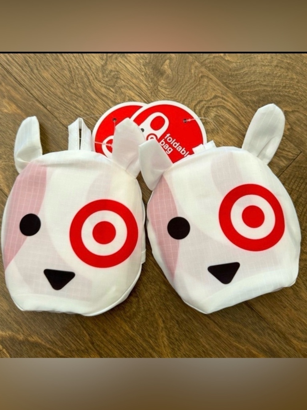 Target Bullseye Dog White Red Reusable Shopping Bags Bundle of Two New With Tags